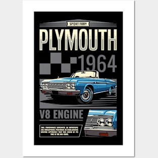 1964 Plymouth Sport Fury Muscle Car Posters and Art